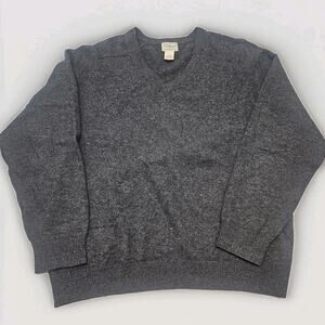 Vintage L.L.Bean Lambswool V-Neck Sweater Charcoal Gray Men’s XL Fisherman
